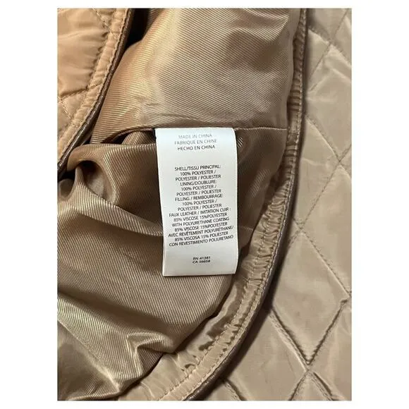 Lauren Ralph Lauren Puffer Jacket Womens XS Petite Quilted Button Up Logo Brown