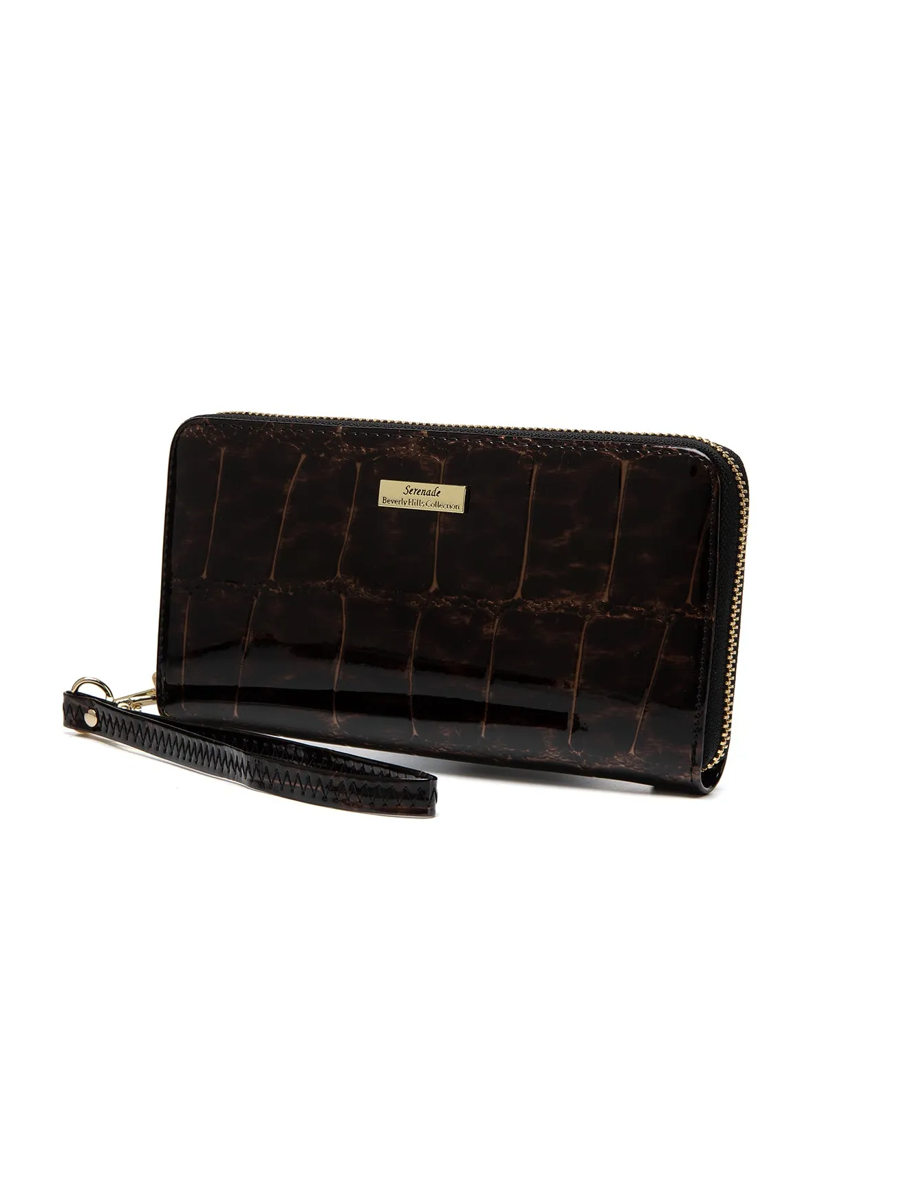 LEOPARD ZIP AROUND  PATENT LEATHER WALLET WITH RFID- WH716