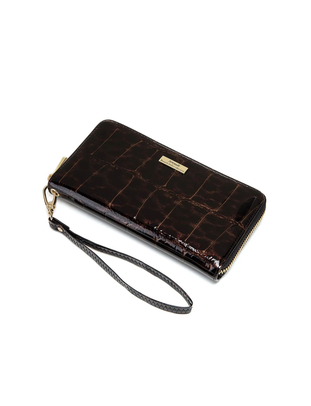 LEOPARD ZIP AROUND  PATENT LEATHER WALLET WITH RFID- WH716