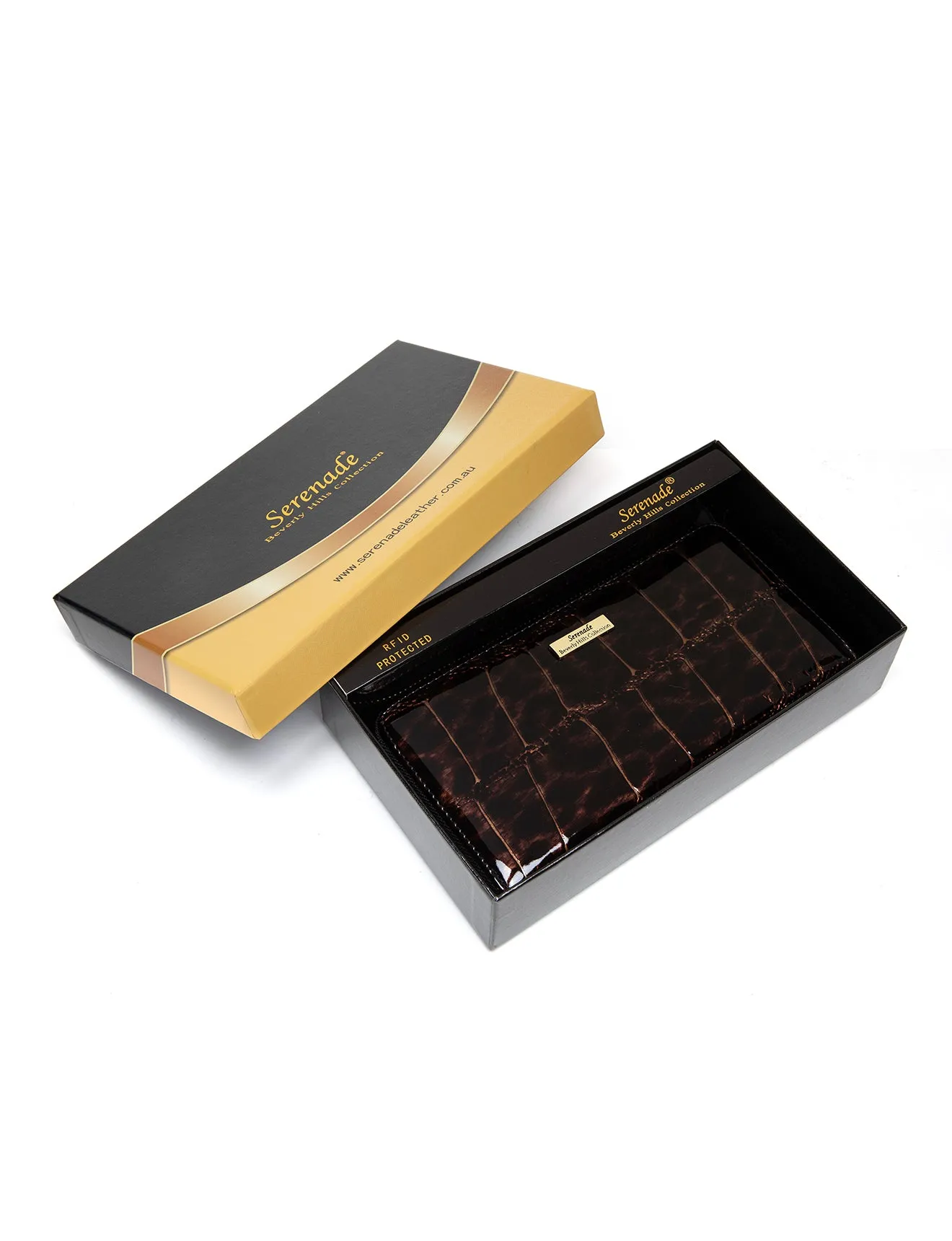 LEOPARD ZIP AROUND  PATENT LEATHER WALLET WITH RFID- WH716