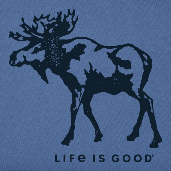 Life is Good Men's Simple Moose Long Sleeve Crusher Lite Tee