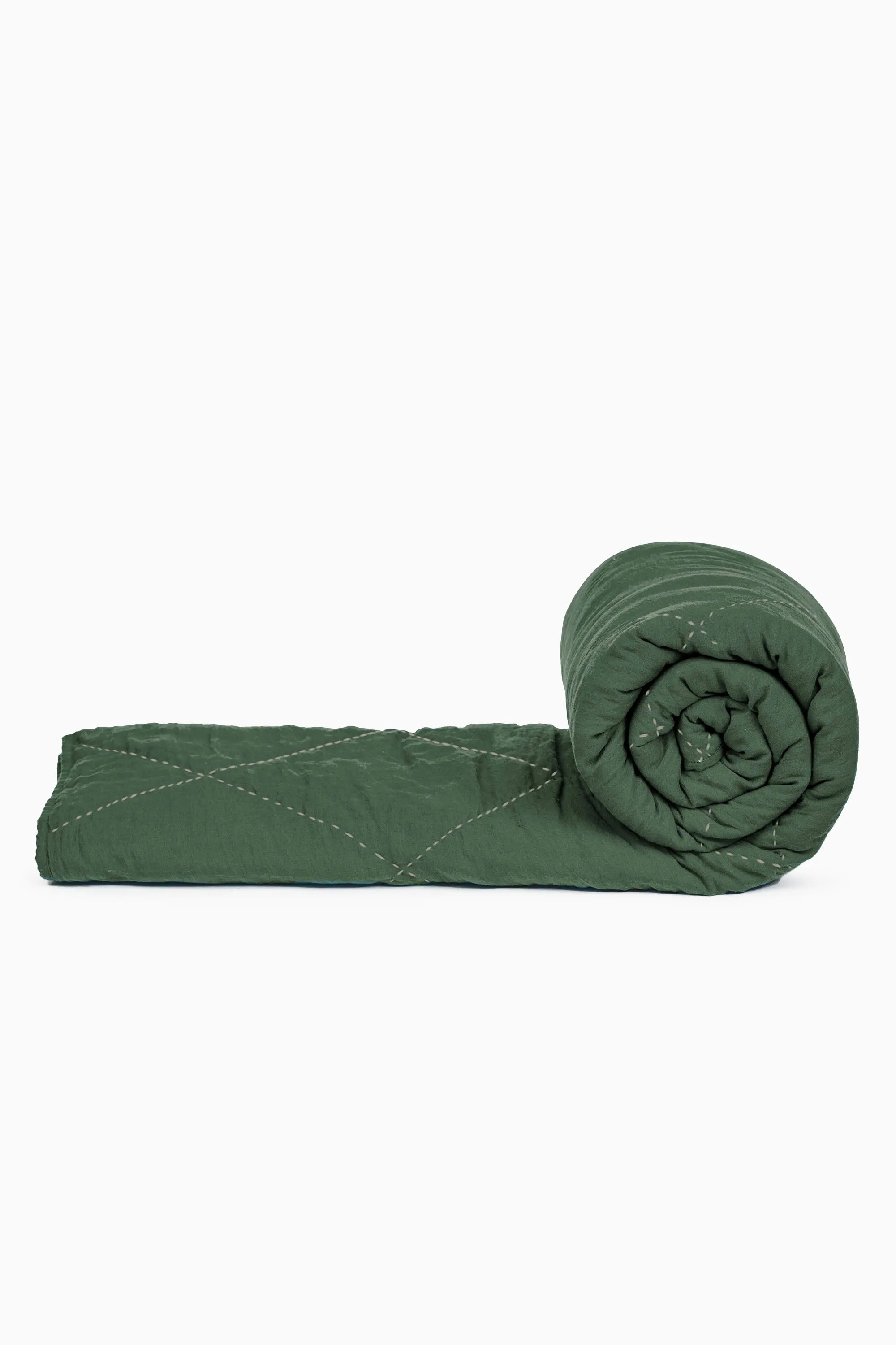 Linen Vibrant Hand Quilted Quilt-Indigo Blue