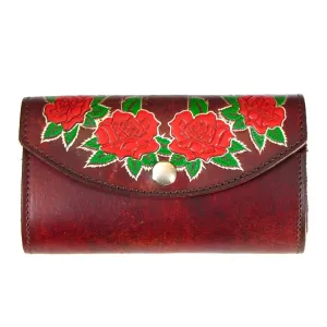 LO703A  Antique Finish Ladies Organizer Wallet- Roses