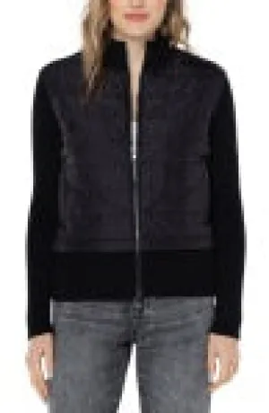 Long Sleeve Quilted Front Sweater