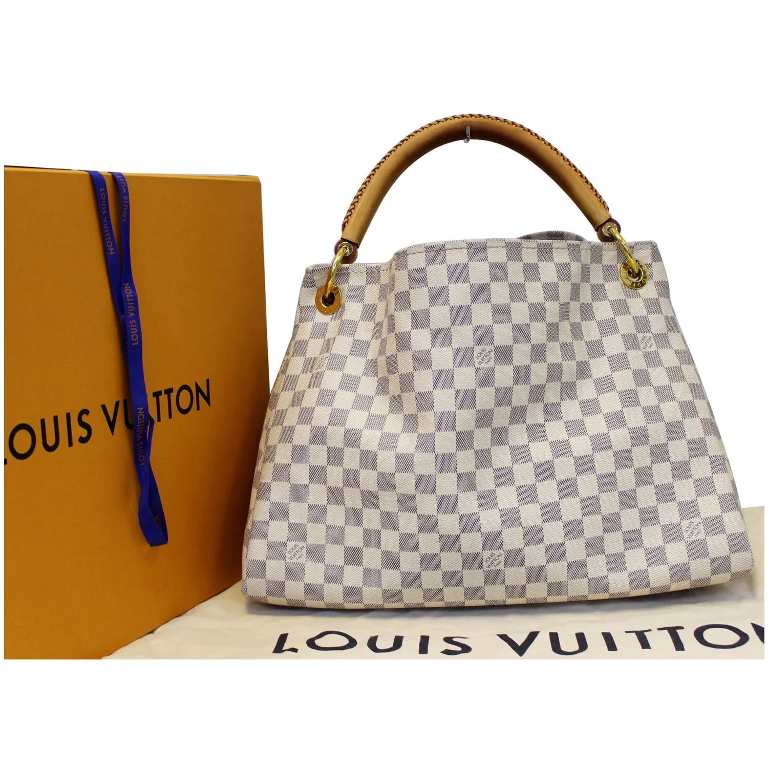 LOUIS VUITTON Artsy MM Damier Azur Shoulder Bag White