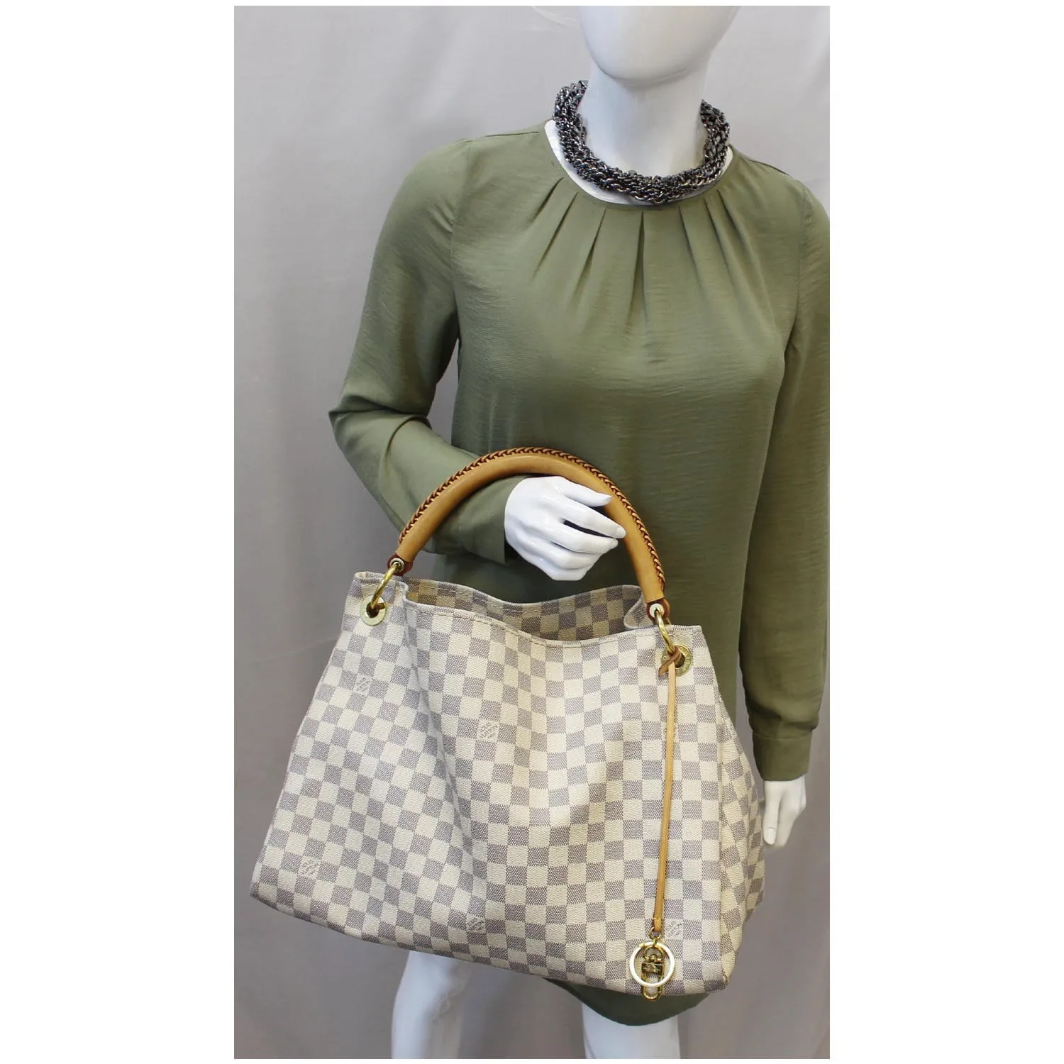 LOUIS VUITTON Artsy MM Damier Azur Shoulder Bag White