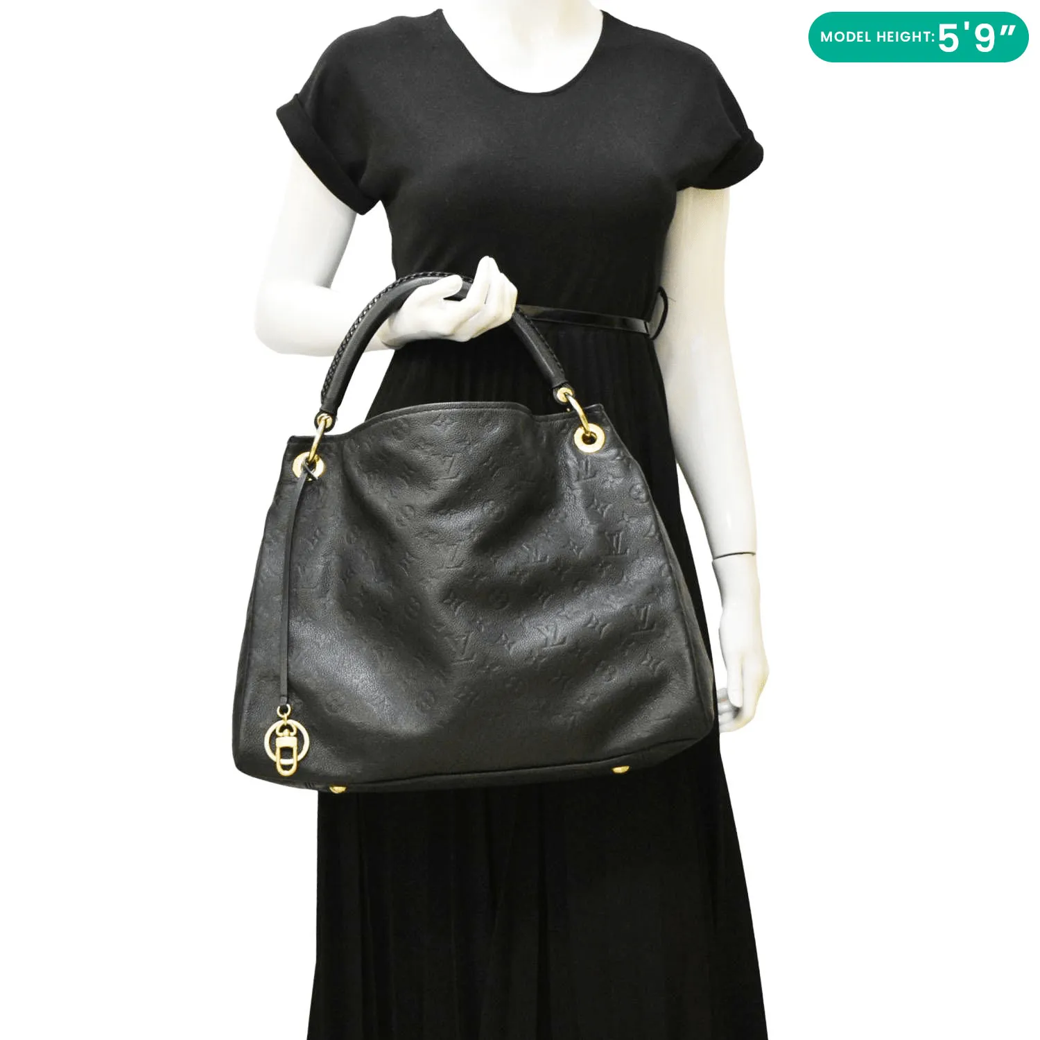 LOUIS VUITTON Artsy MM Monogram Empreinte Leather Shoulder Bag  Black