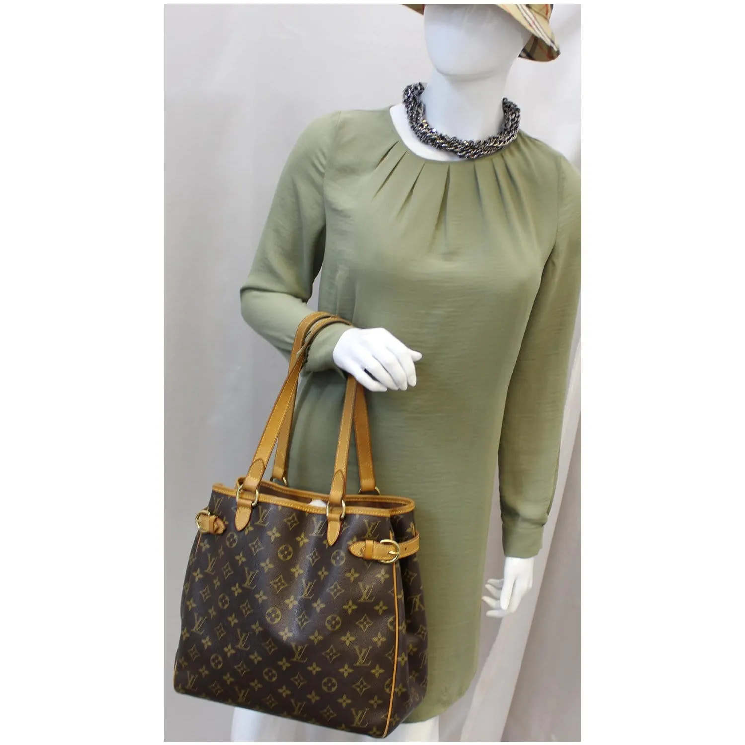 LOUIS VUITTON Batignolles Vertical Monogram Canvas Shoulder Bag Brown