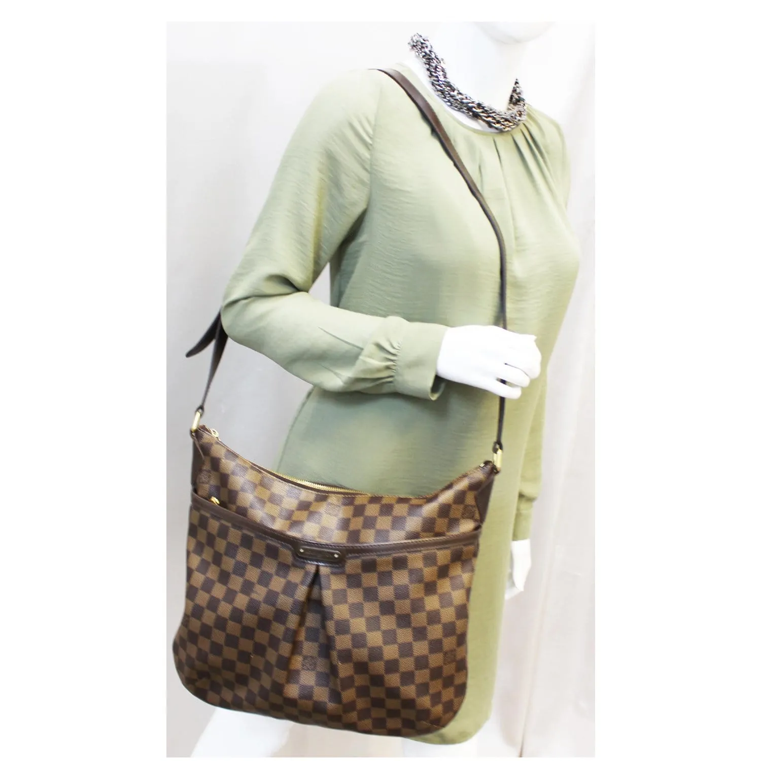 LOUIS VUITTON Bloomsbury GM Damier Ebene Shoulder Crossbody Bag Brown