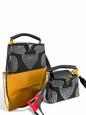 Louis Vuitton C'apucines BB & Mini – Black with Silver Studded Embellishments