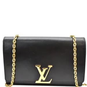 LOUIS VUITTON Chain Louise GM Calfskin Leather Shoulder Bag Black