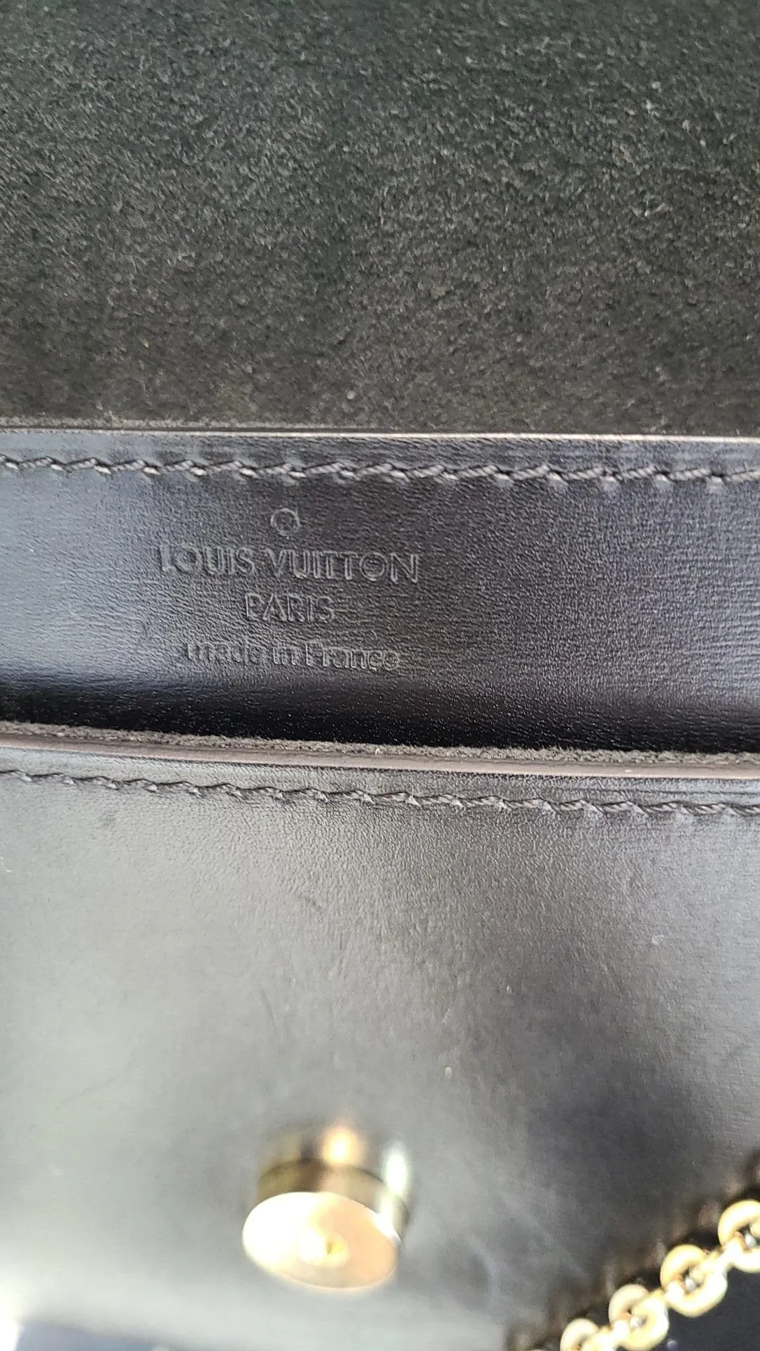 LOUIS VUITTON Chain Louise GM Calfskin Leather Shoulder Bag Black