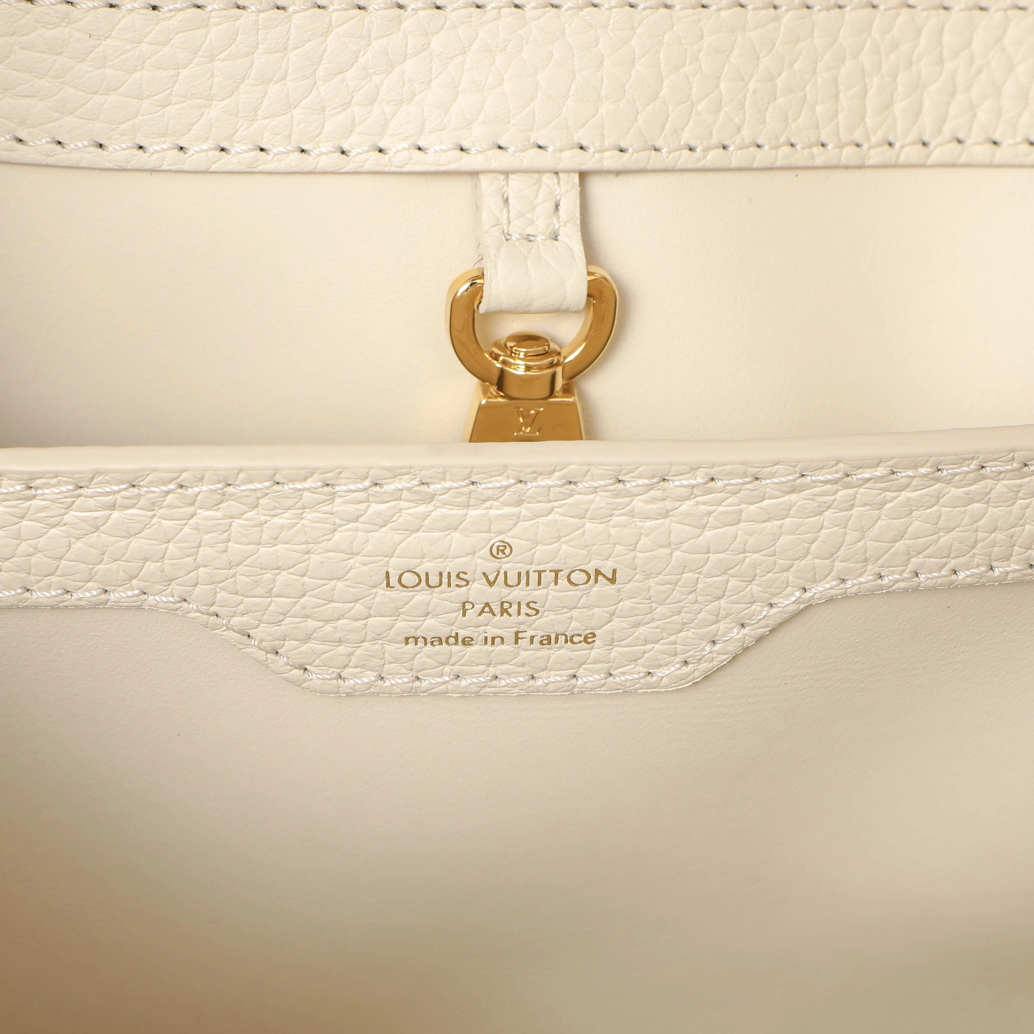 Louis Vuitton Creme Nacre Taurillon Flower Crown Capucines BB
