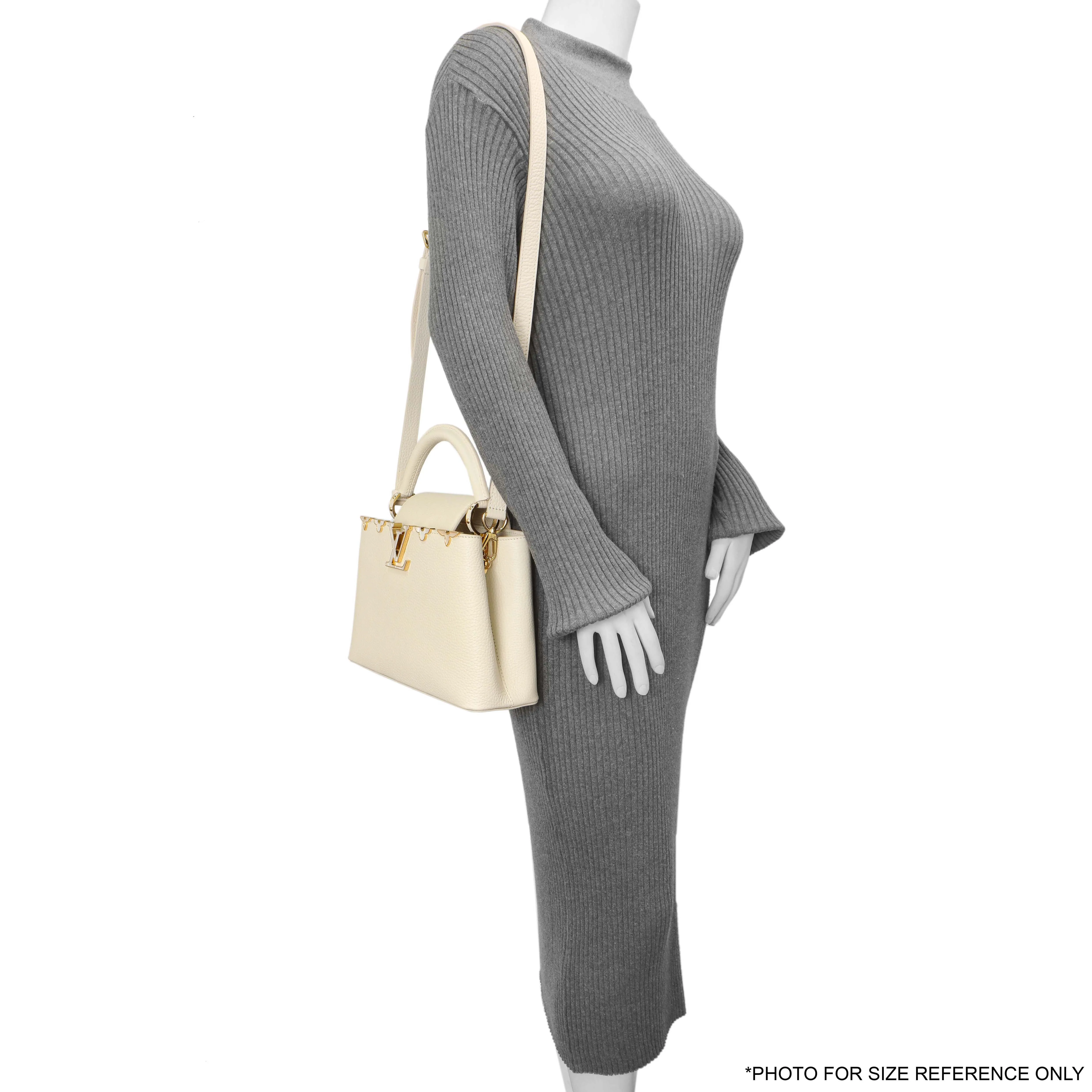 Louis Vuitton Creme Nacre Taurillon Flower Crown Capucines BB