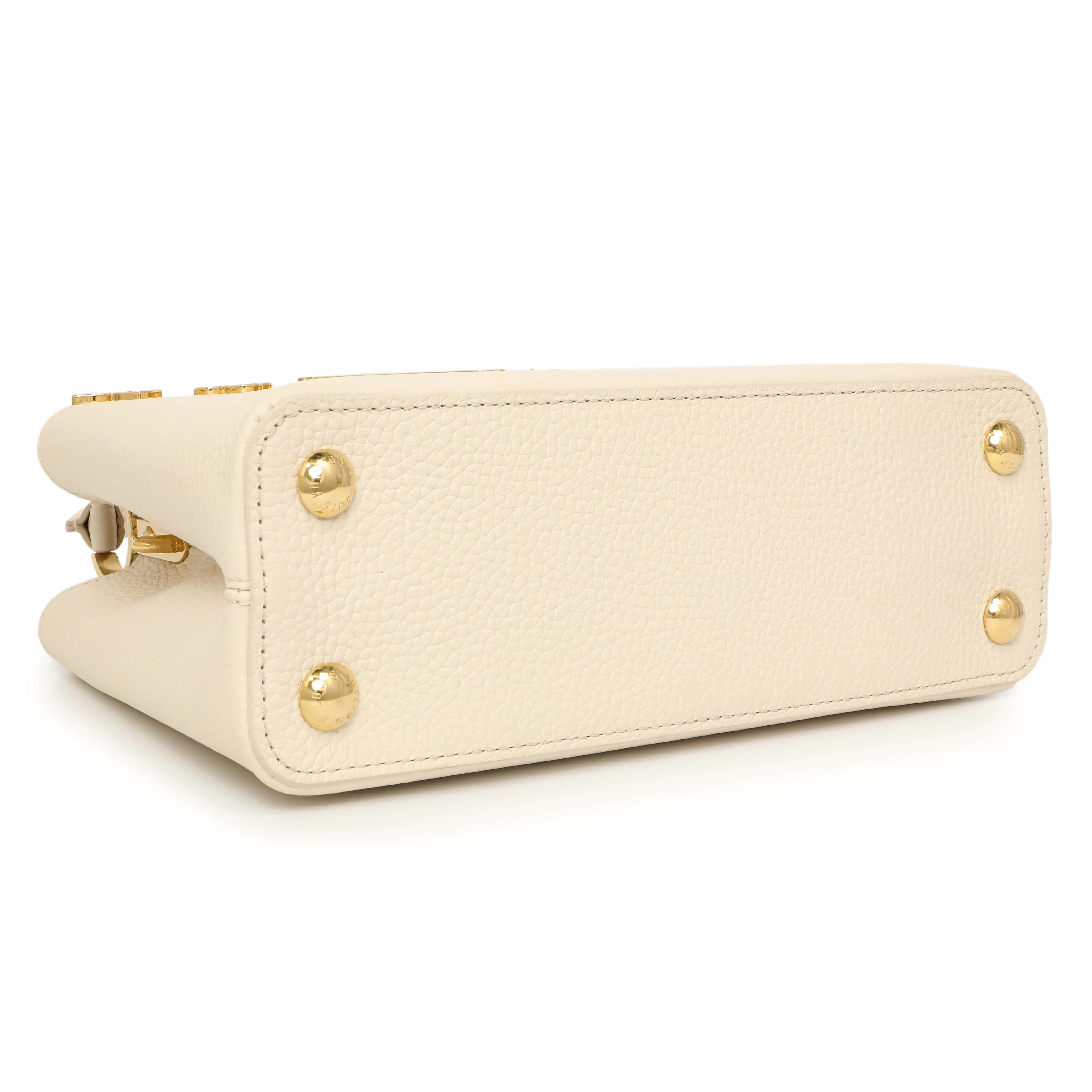 Louis Vuitton Creme Nacre Taurillon Flower Crown Capucines BB