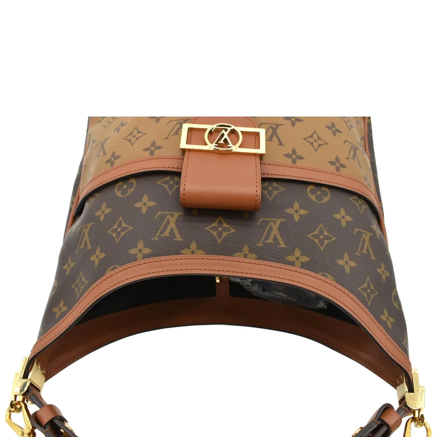 LOUIS VUITTON Dauphine Monogram Reverse Canvas Hobo Shoulder Bag Brown