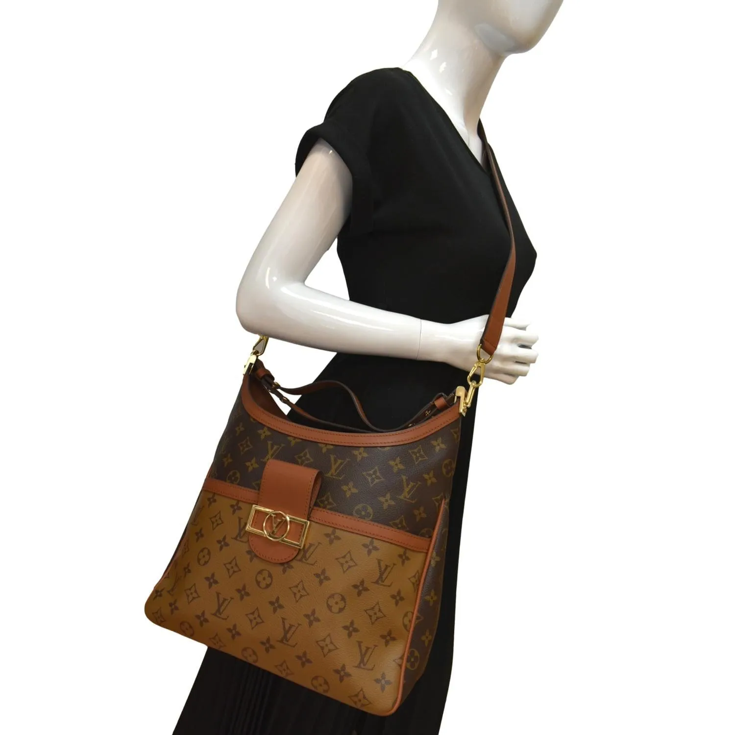 LOUIS VUITTON Dauphine Monogram Reverse Canvas Hobo Shoulder Bag Brown