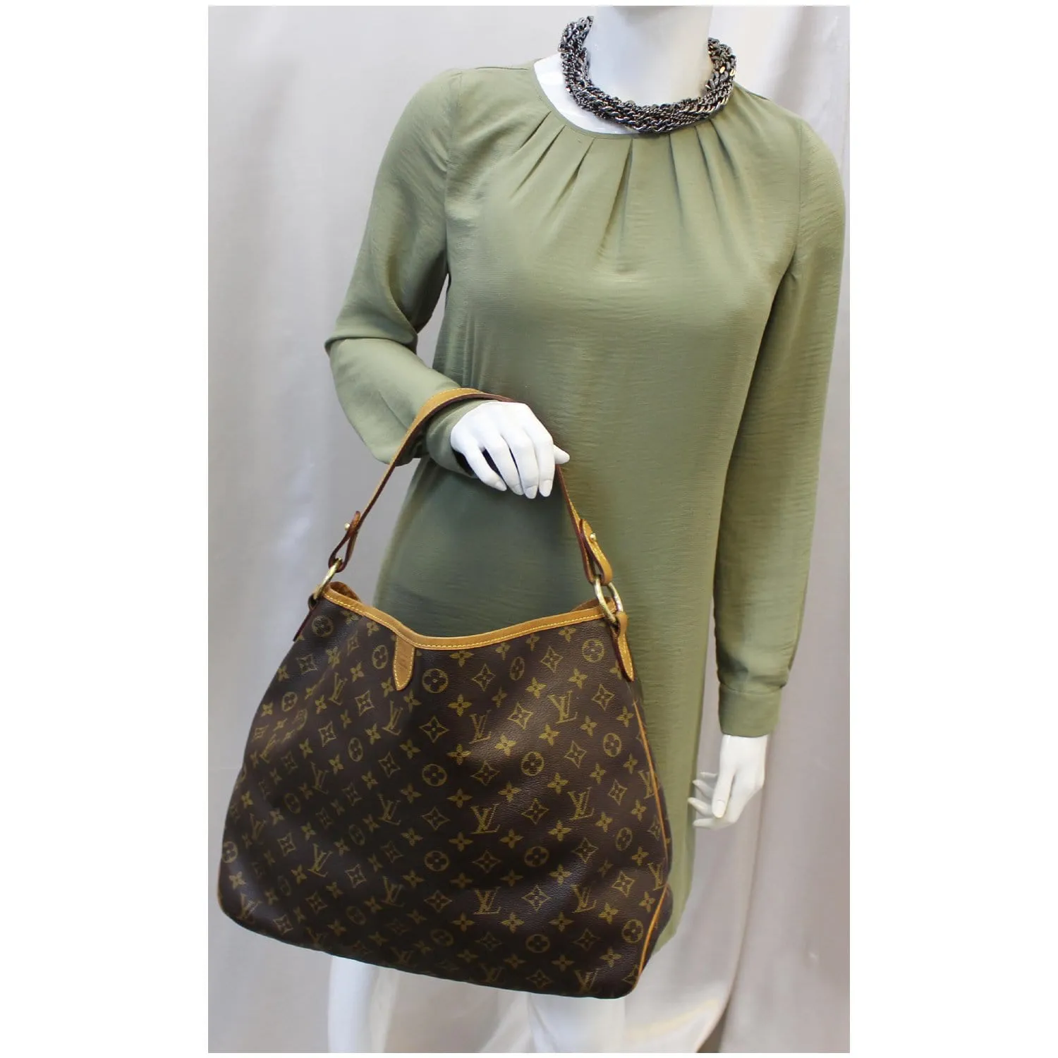 LOUIS VUITTON Delightful MM Monogram Canvas Shoulder Bag Brown