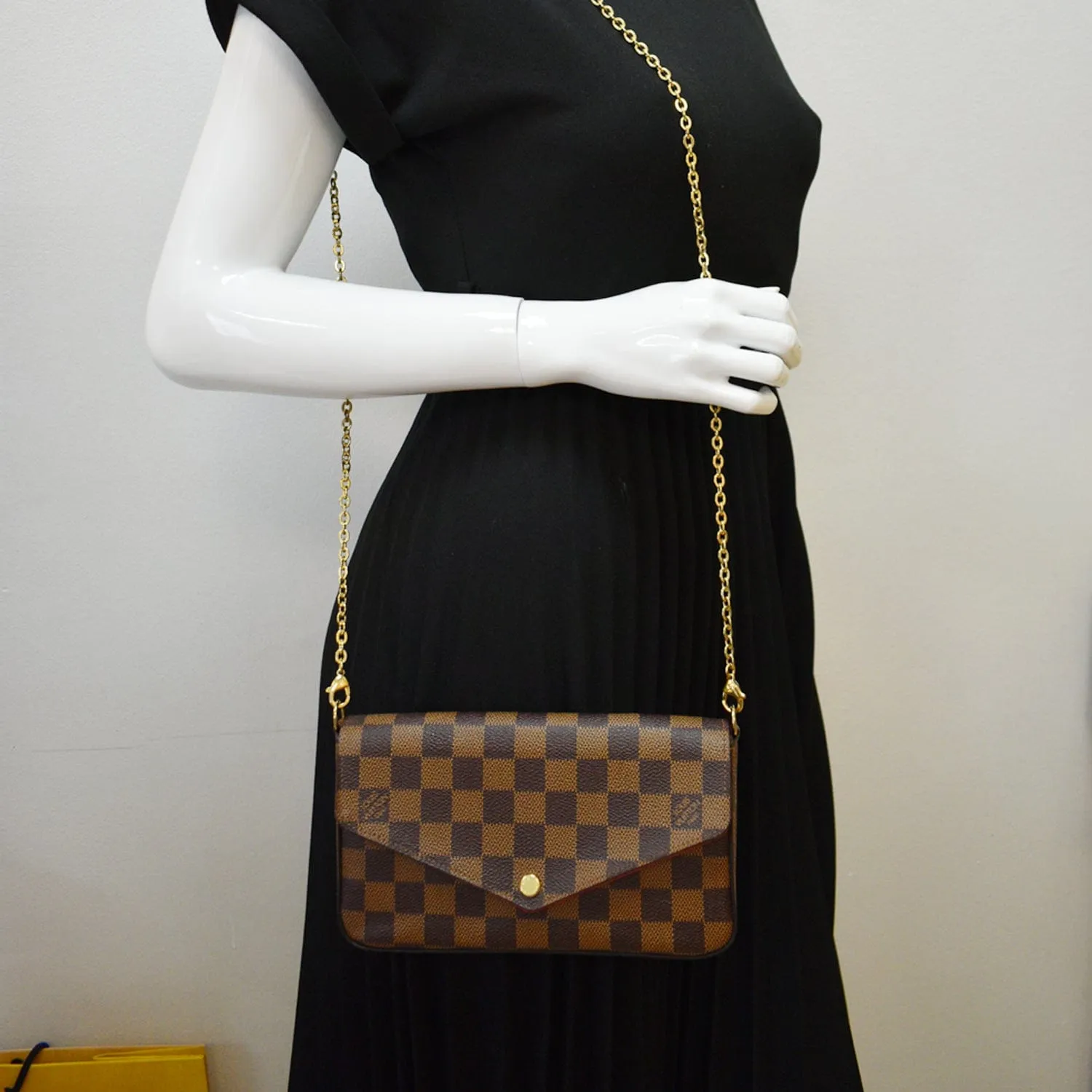 LOUIS VUITTON Felicie Damier Ebene Pochette Crossbody Bag Brown - Hot Deals