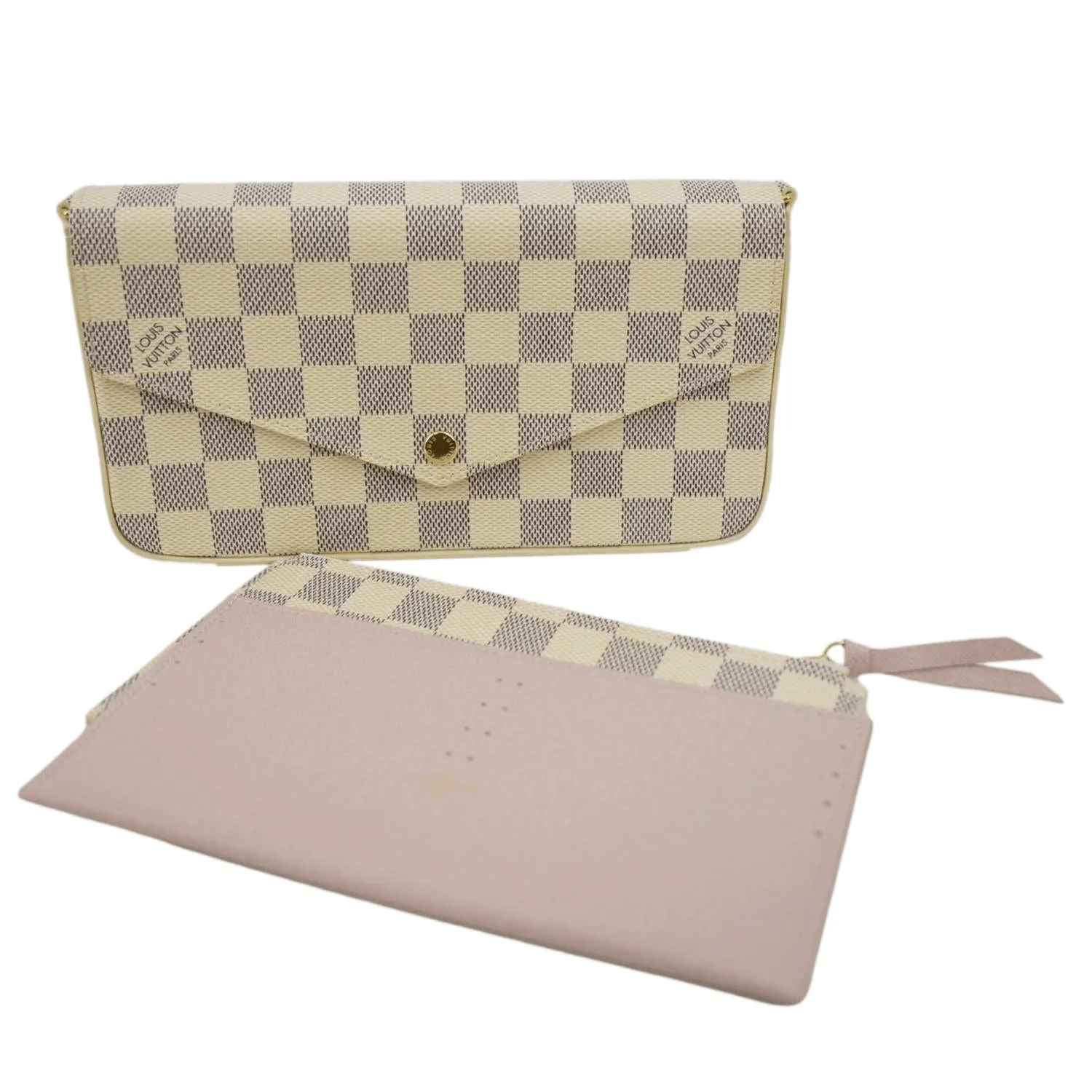 LOUIS VUITTON Felicie Pochette Damier Azur Crossbody Bag White