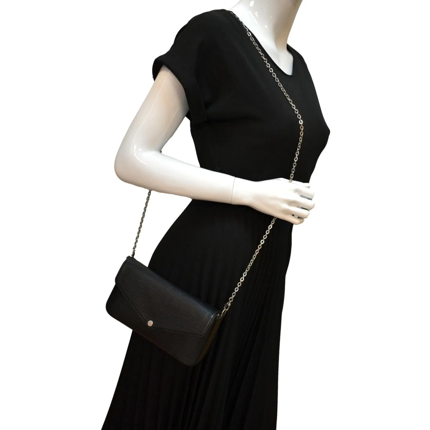 LOUIS VUITTON Felicie Pochette Epi Crossbody Bag Black