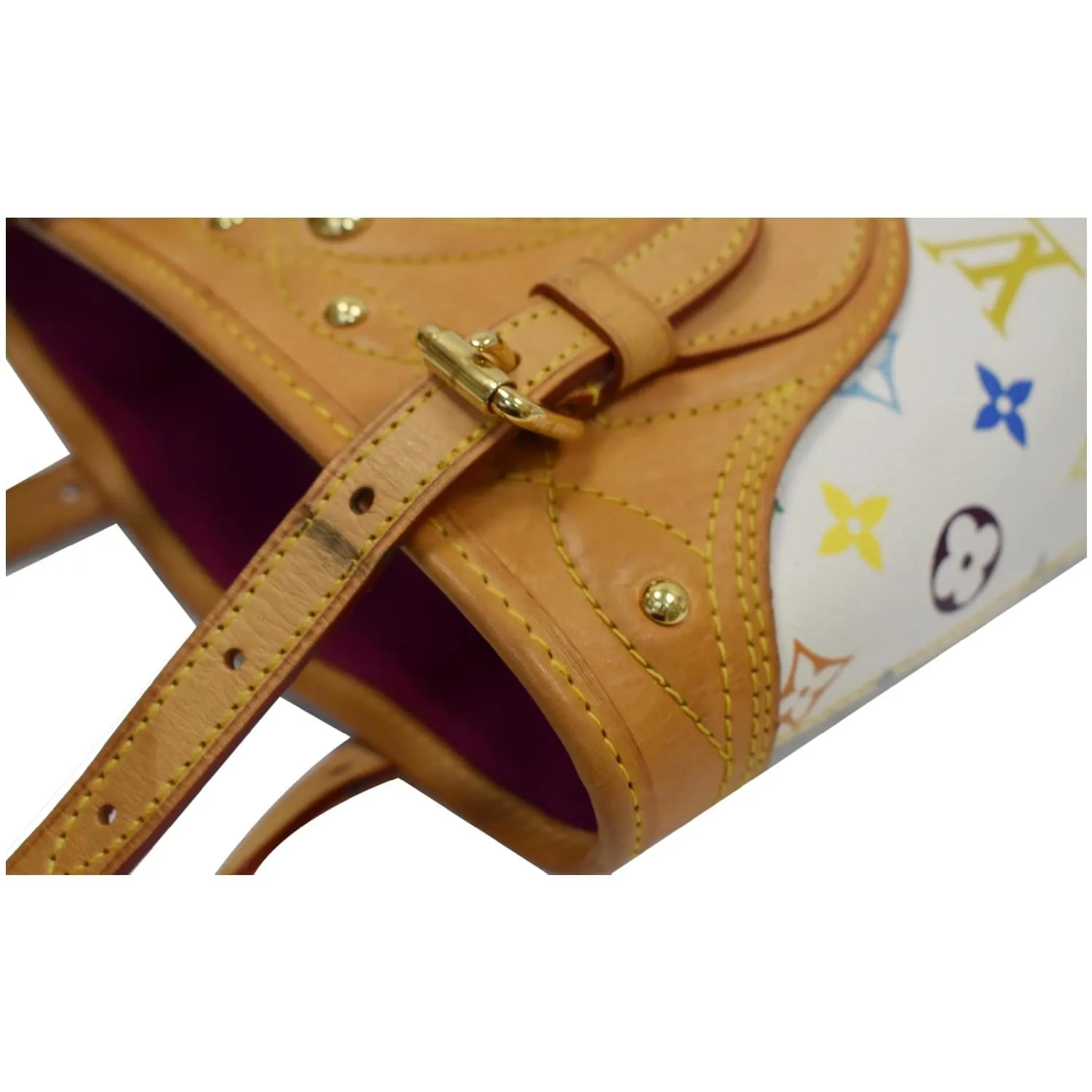 LOUIS VUITTON Fringe Bucket Monogram Multicolor Shoulder Bag White