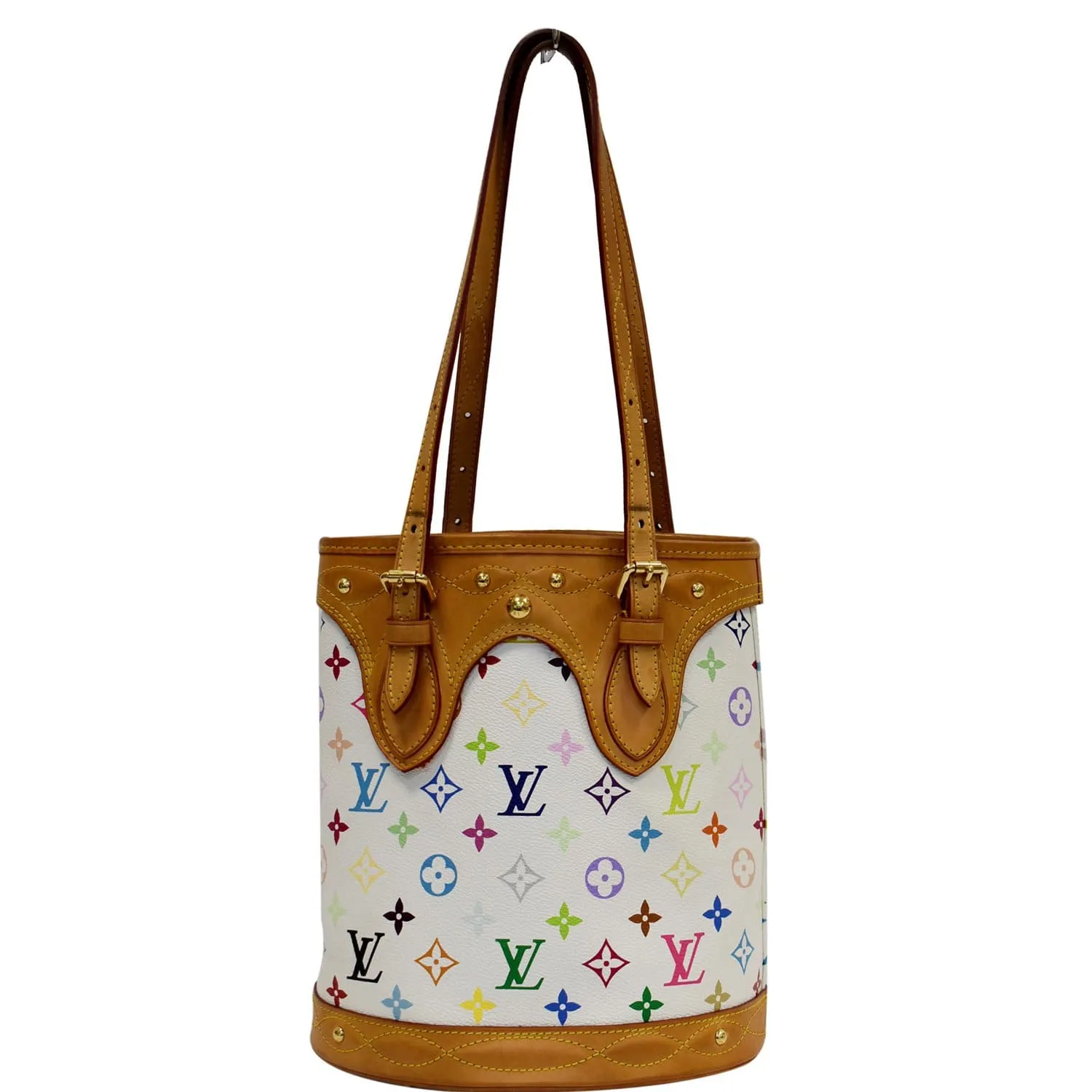 LOUIS VUITTON Fringe Bucket Monogram Multicolor Shoulder Bag White