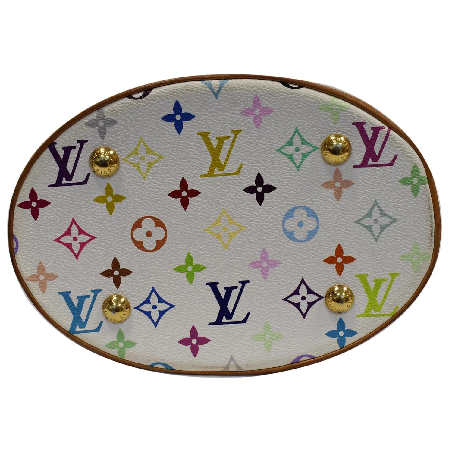 LOUIS VUITTON Fringe Bucket Monogram Multicolor Shoulder Bag White