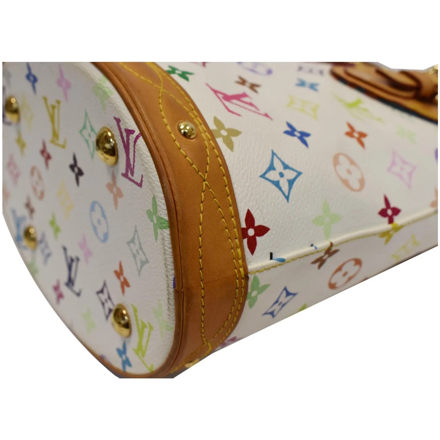 LOUIS VUITTON Fringe Bucket Monogram Multicolor Shoulder Bag White