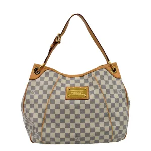 LOUIS VUITTON Galliera PM Damier Azur Shoulder Hobo Bag White