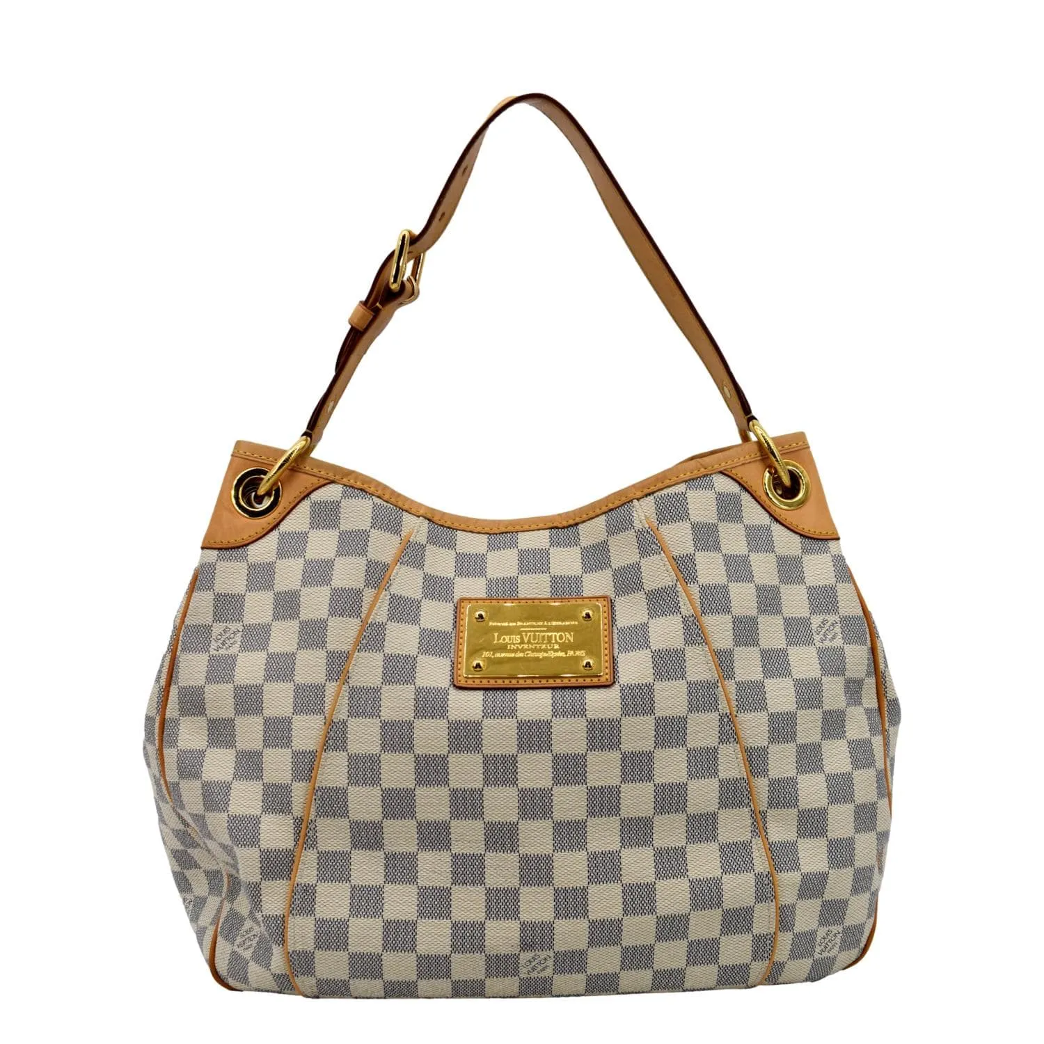 LOUIS VUITTON Galliera PM Damier Azur Shoulder Hobo Bag White