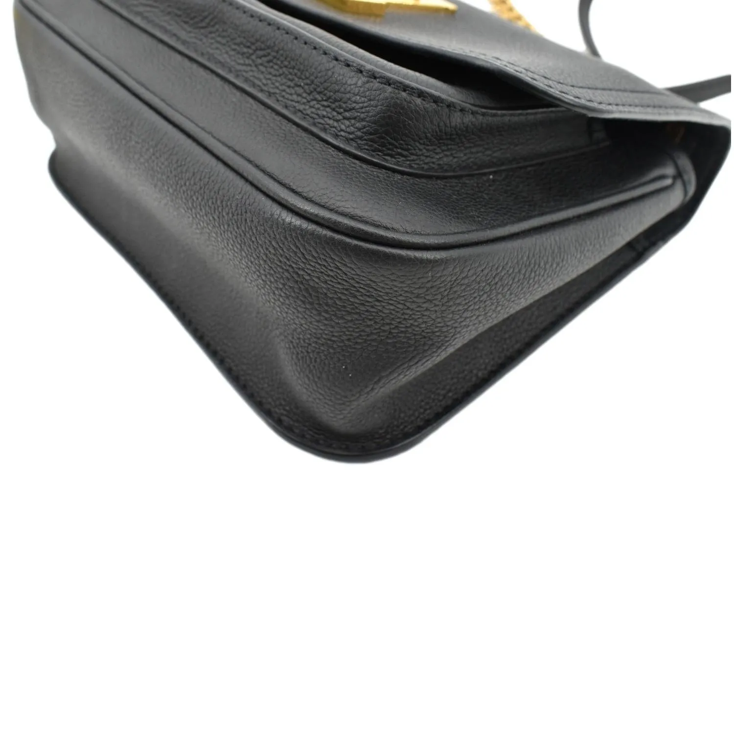 LOUIS VUITTON Lockme Chain Grained Leather Shoulder Bag Black