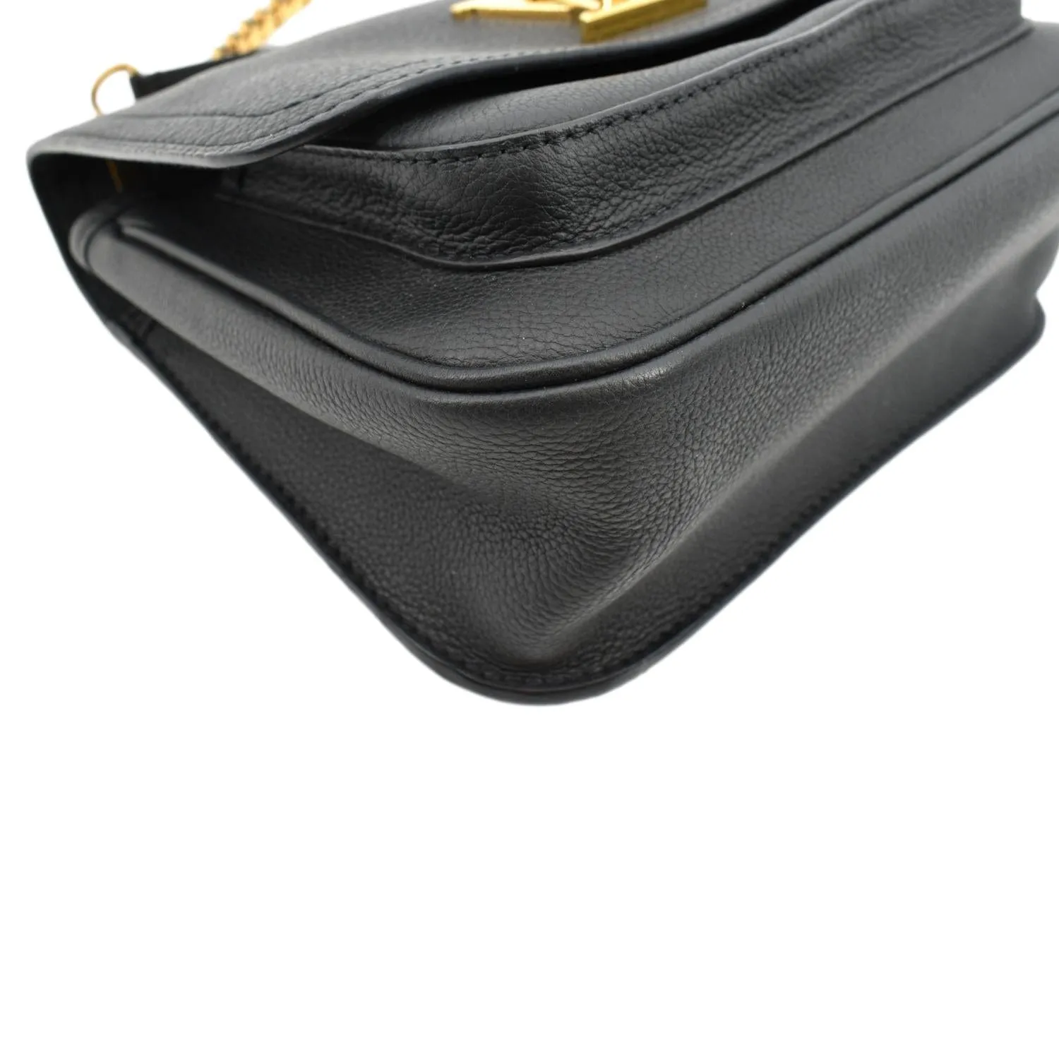 LOUIS VUITTON Lockme Chain Grained Leather Shoulder Bag Black