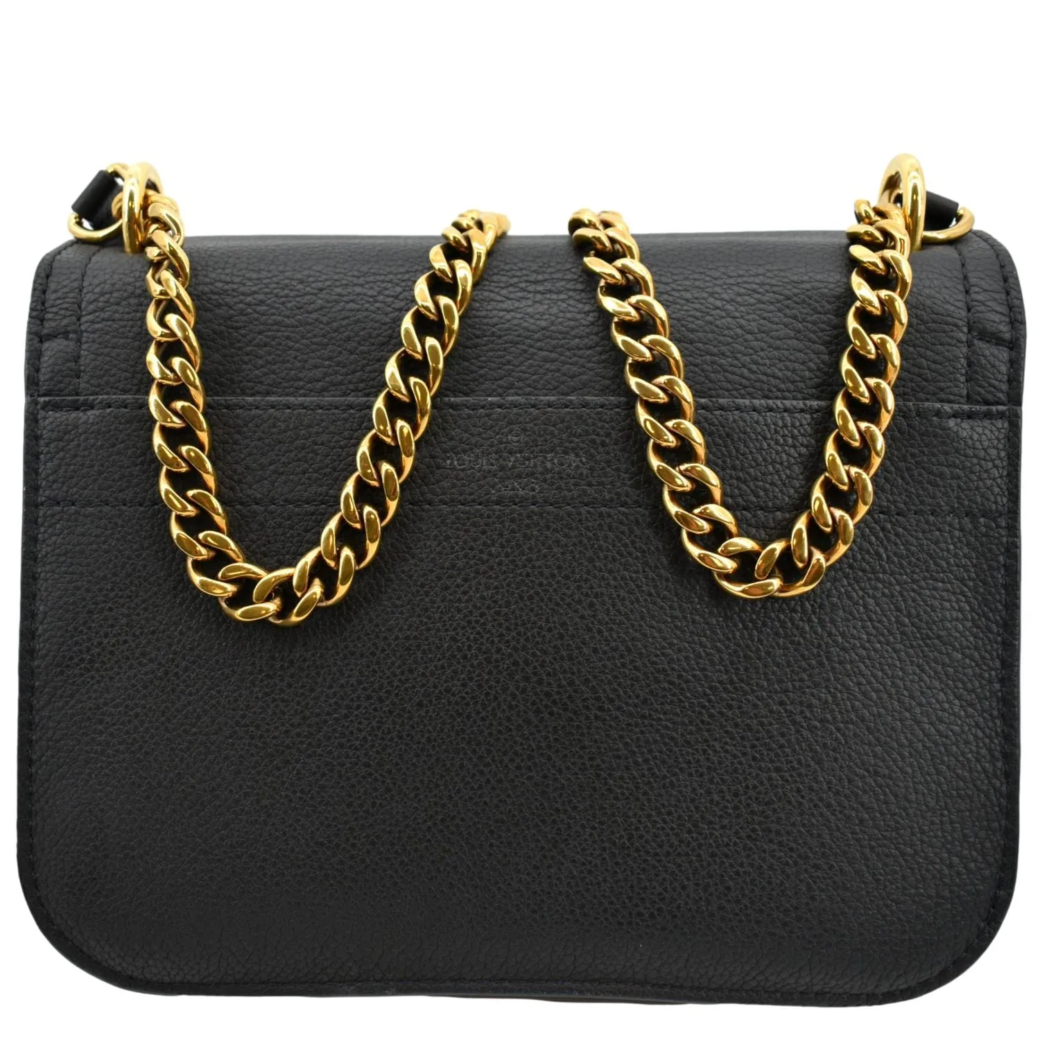 LOUIS VUITTON Lockme Chain Grained Leather Shoulder Bag Black