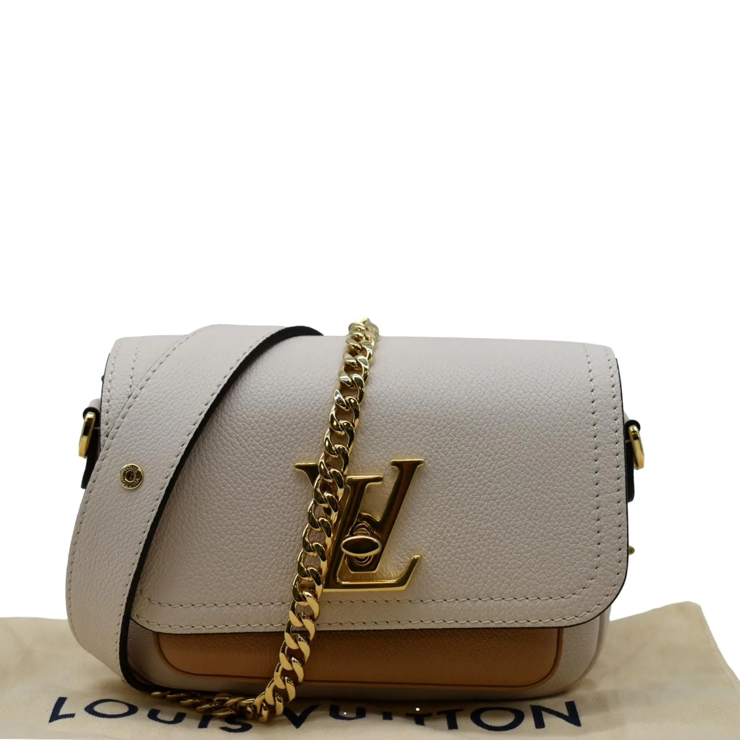 LOUIS VUITTON Lockme Tender Grained Calfskin Leather Shoulder Bag Quartz
