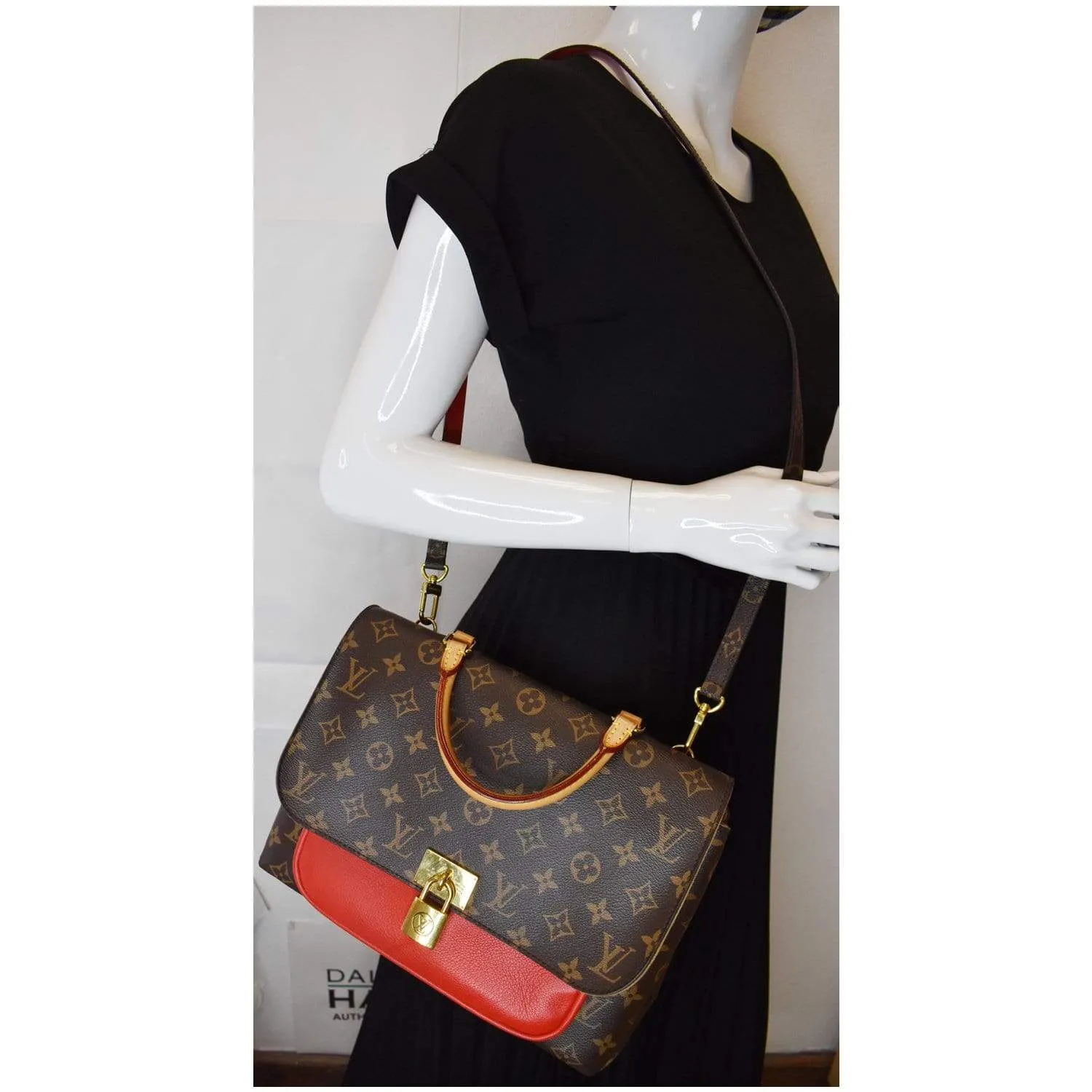 LOUIS VUITTON Marignan Monogram Canvas Shoulder Bag Coquelicot - Final Sale