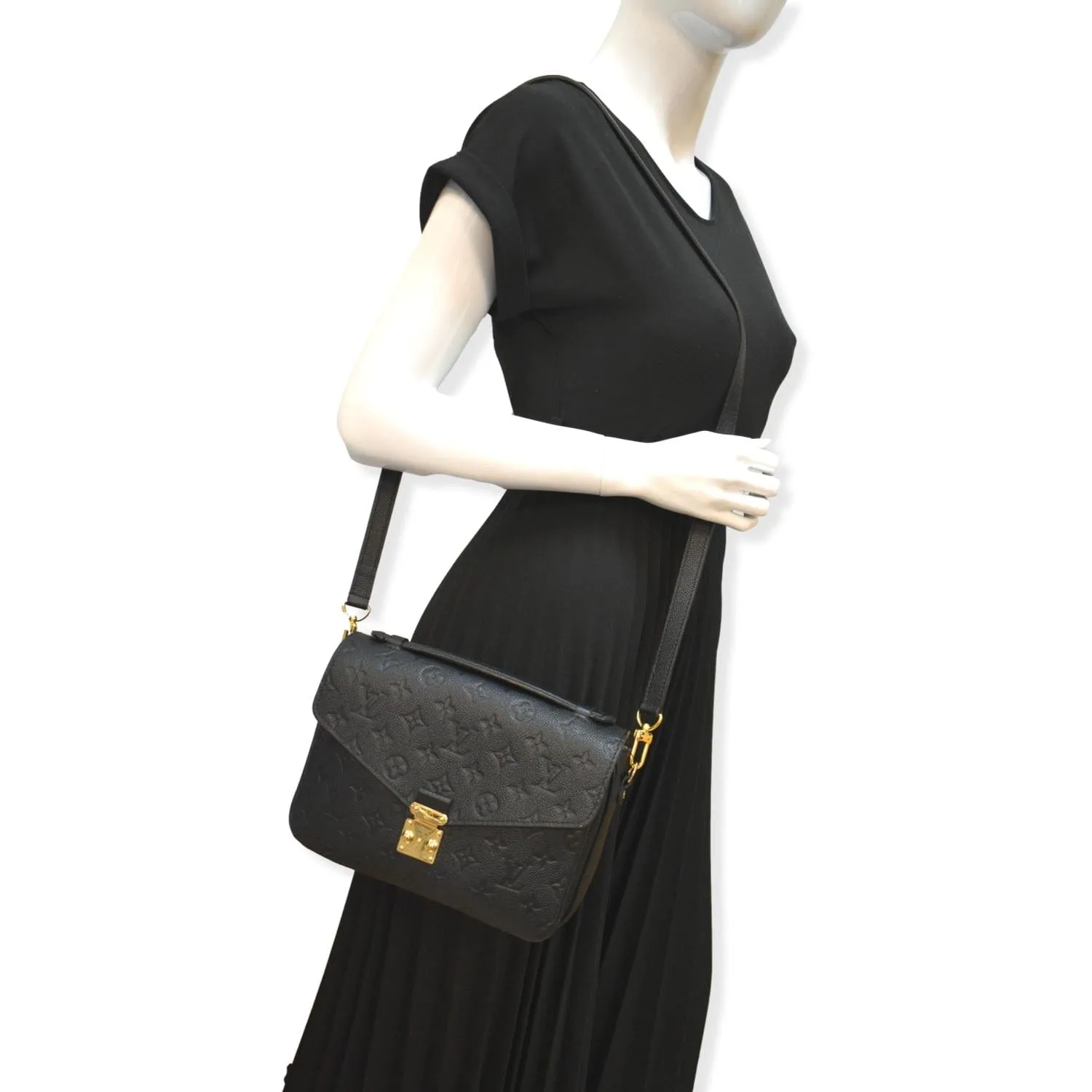 LOUIS VUITTON Metis Pochette Empreinte Leather Crossbody Bag Black