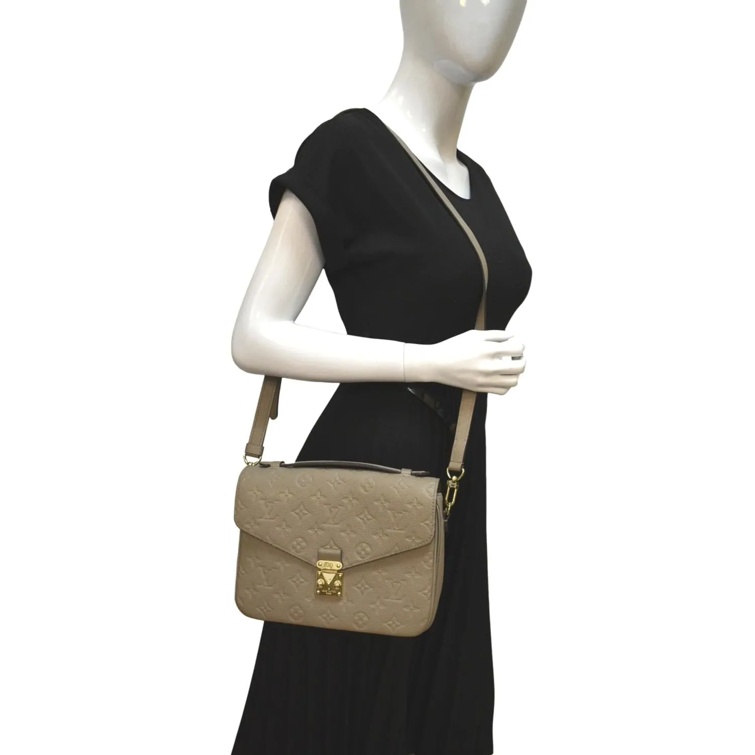LOUIS VUITTON Metis Pochette Empreinte Leather Crossbody Bag Tourterelle