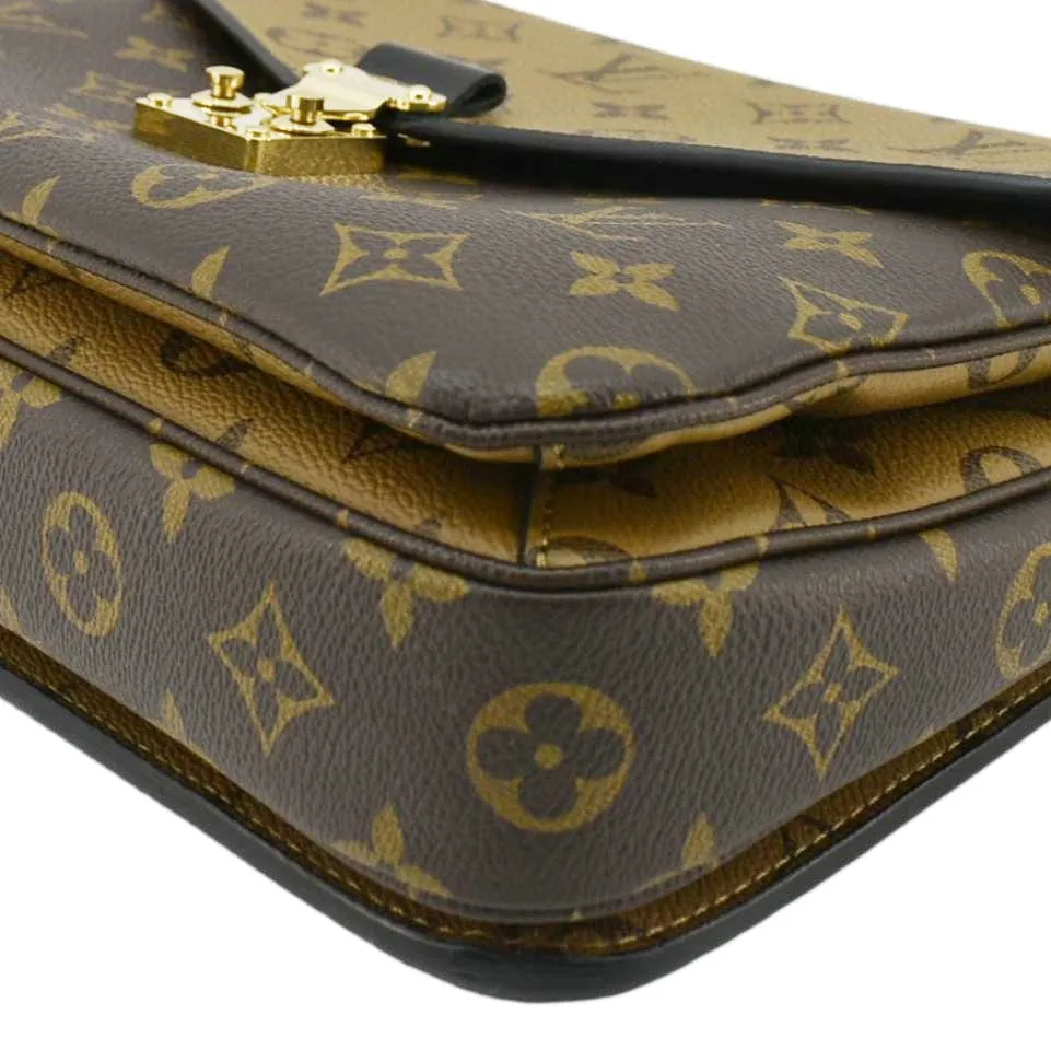 LOUIS VUITTON Metis Pochette Reverse Monogram Canvas Crossbody Bag Brown