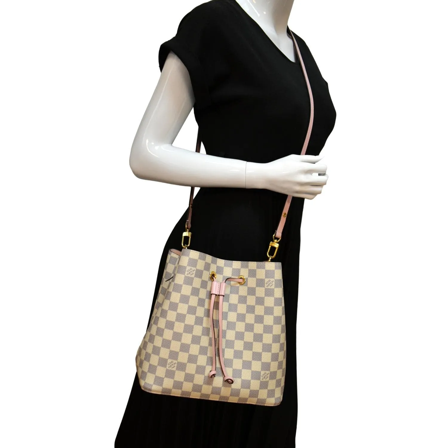 LOUIS VUITTON Neonoe MM Damier Azur Crossbody Bag Rose