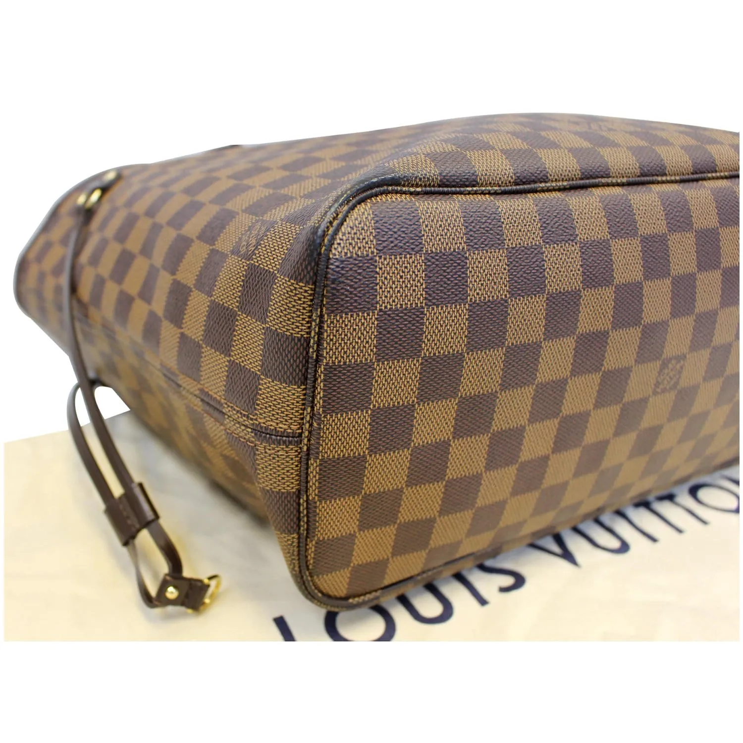 LOUIS VUITTON Neverfull MM Damier Ebene Shoulder Bag Brown