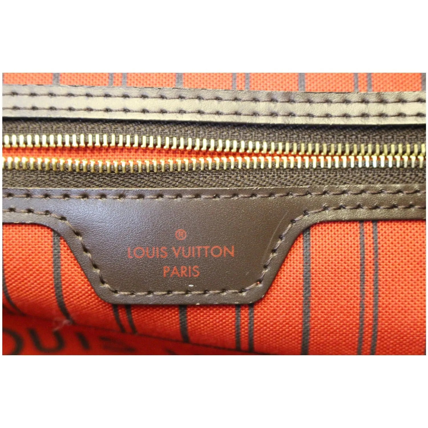 LOUIS VUITTON Neverfull MM Damier Ebene Shoulder Bag Brown