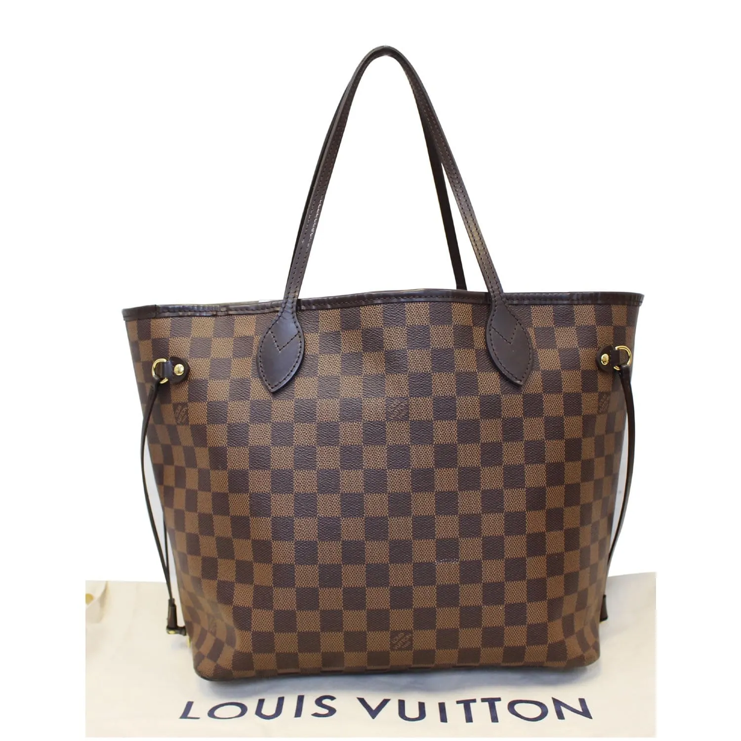 LOUIS VUITTON Neverfull MM Damier Ebene Tote Shoulder Bag Brown