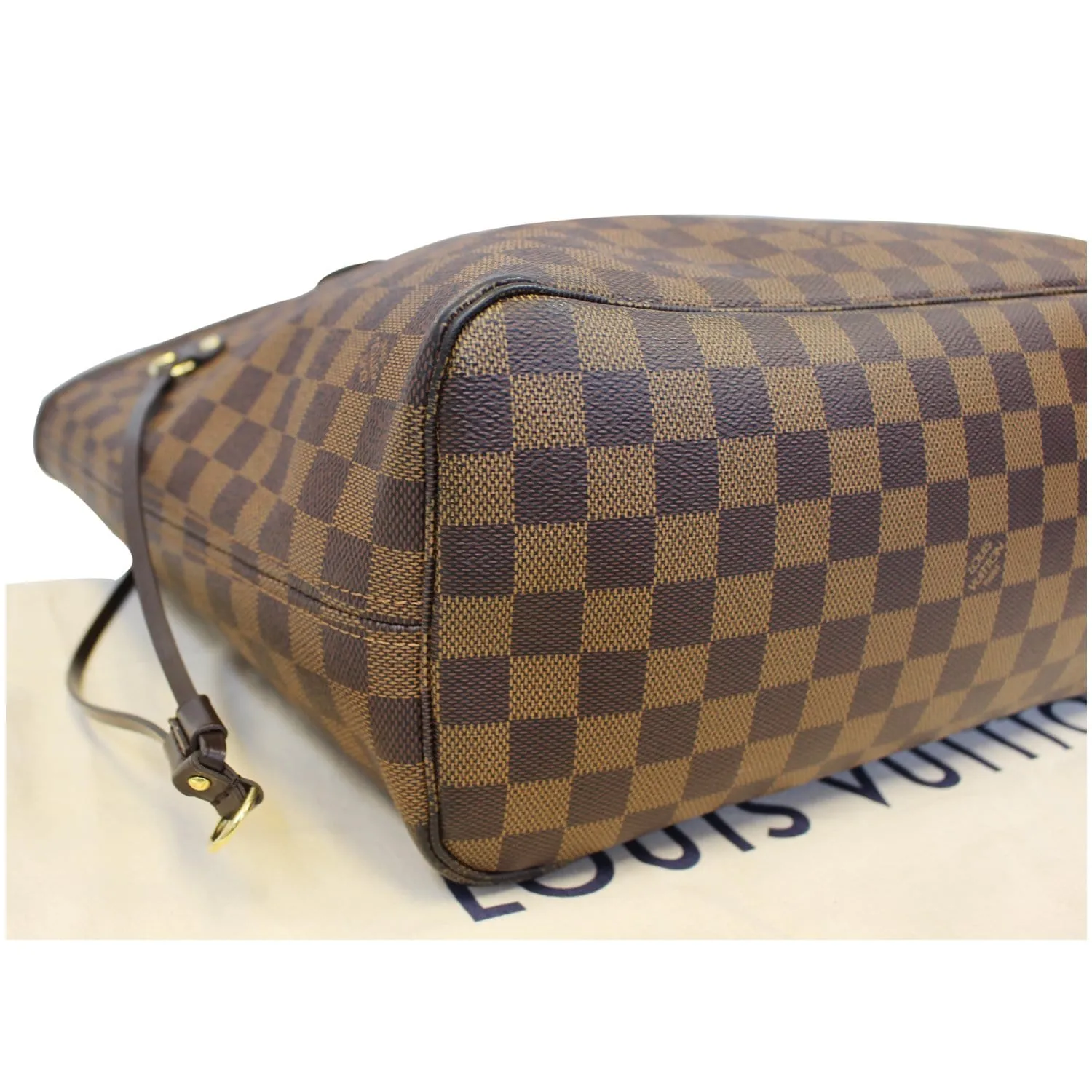 LOUIS VUITTON Neverfull MM Damier Ebene Tote Shoulder Bag Brown