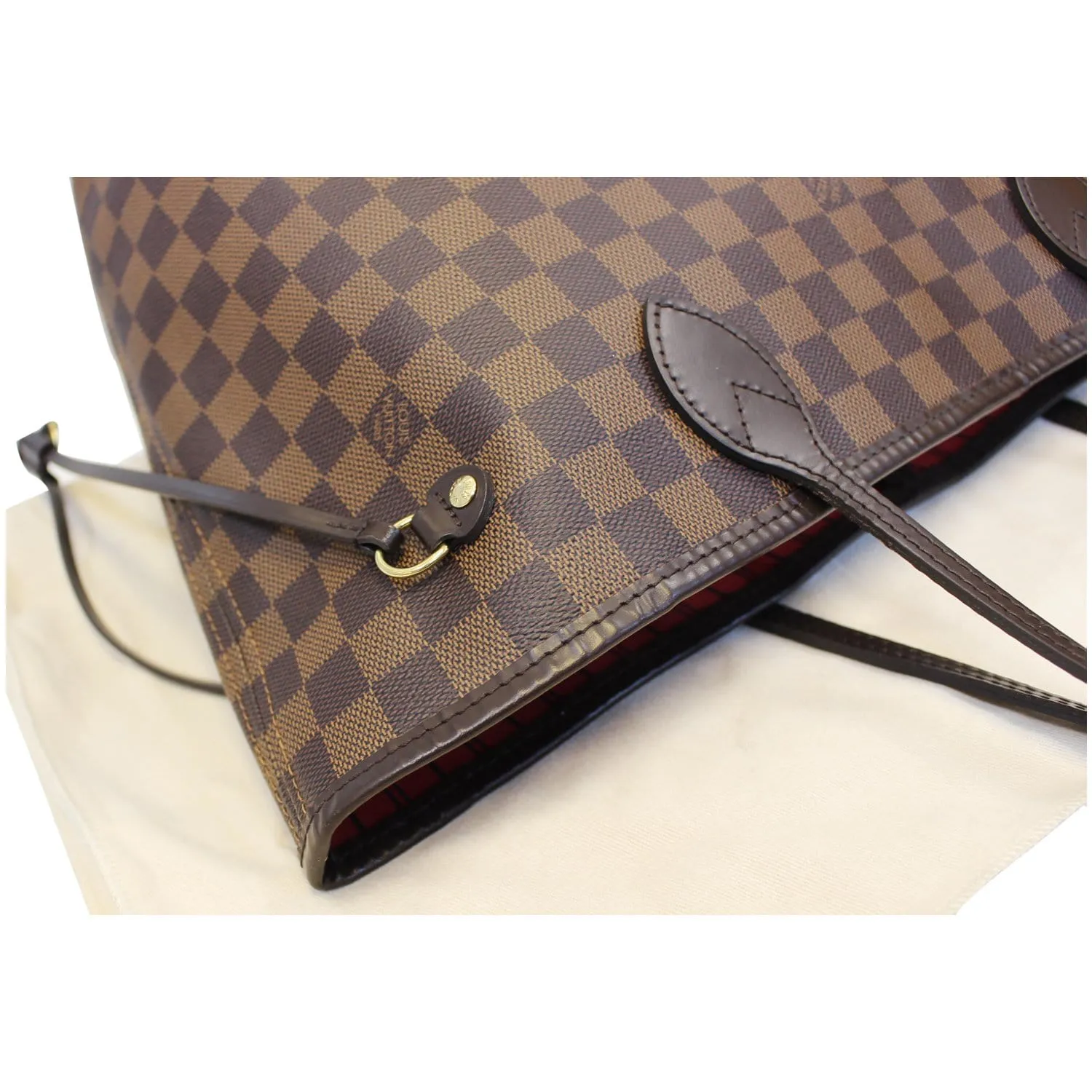 LOUIS VUITTON Neverfull MM Damier Ebene Tote Shoulder Bag Brown