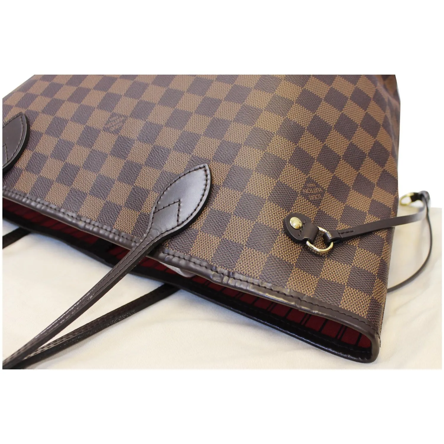 LOUIS VUITTON Neverfull MM Damier Ebene Tote Shoulder Bag Brown