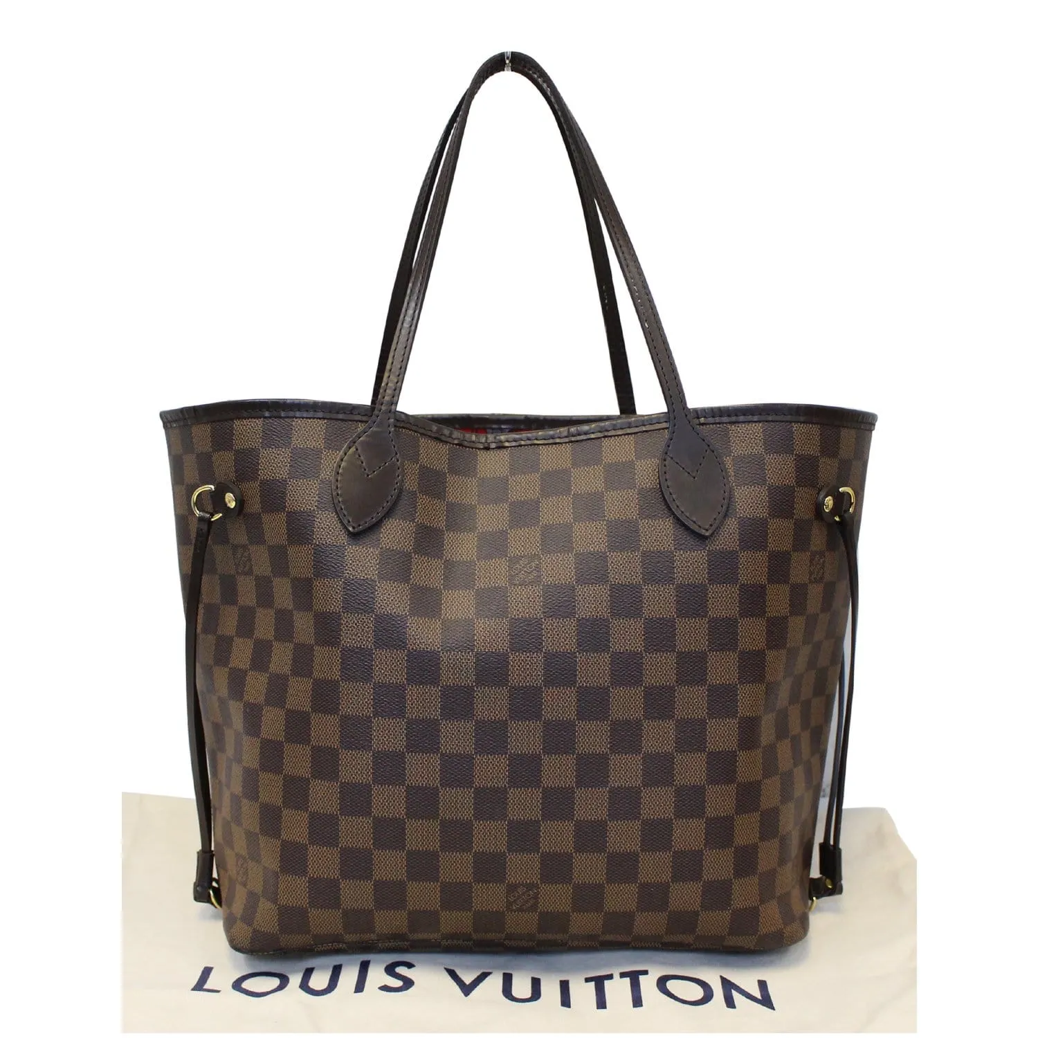 LOUIS VUITTON Neverfull MM Damier Ebene Tote Shoulder Bag Brown