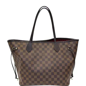 LOUIS VUITTON Neverfull MM Damier Ebene Tote Shoulder Bag Brown