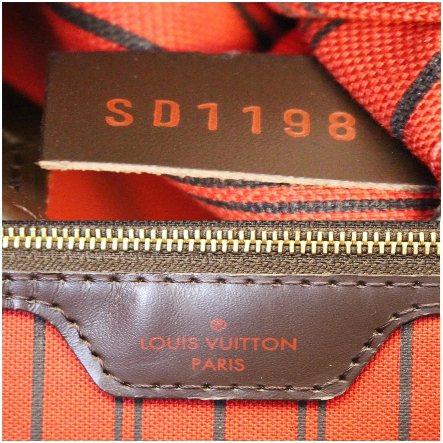 LOUIS VUITTON Neverfull MM Damier Ebene Tote Shoulder Bag Brown