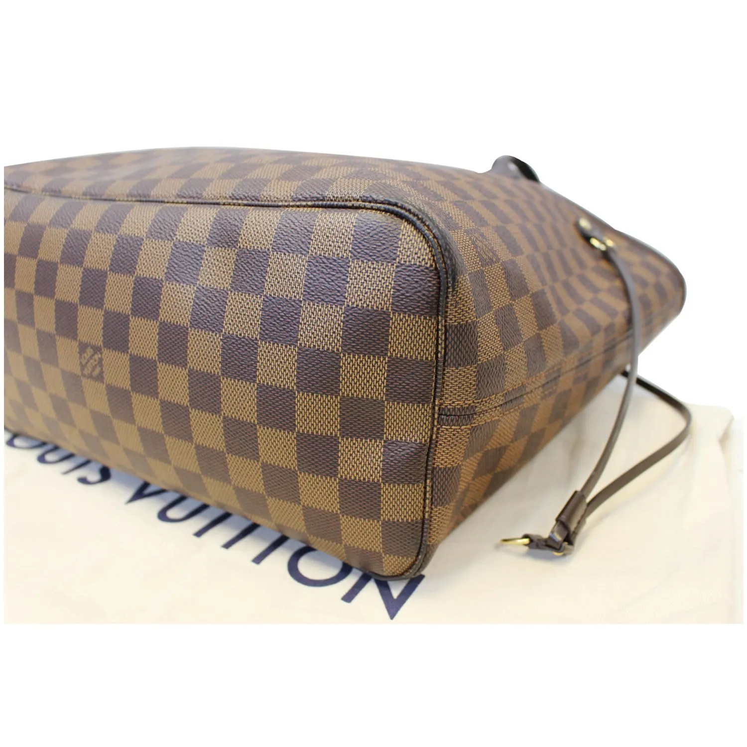 LOUIS VUITTON Neverfull MM Damier Ebene Tote Shoulder Bag Brown